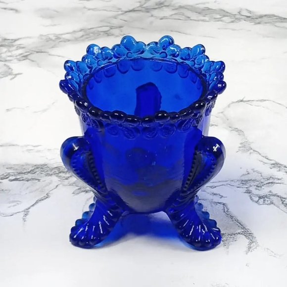 Degenhart Glass Forget Me Not Trinket Toothpick Paperweight Vtg - Picture 2 of 6